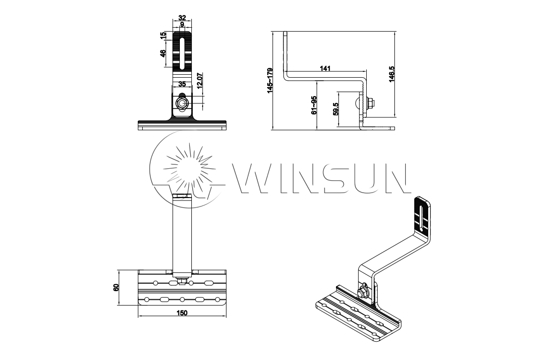 aluminum tile roof hook for solar panel installation